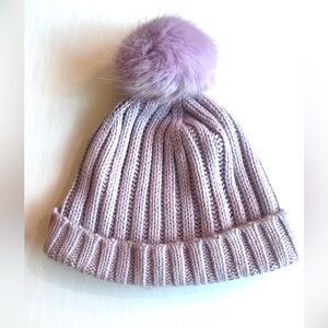 J. Crew Lilac Knit Beanie with Pom Pom